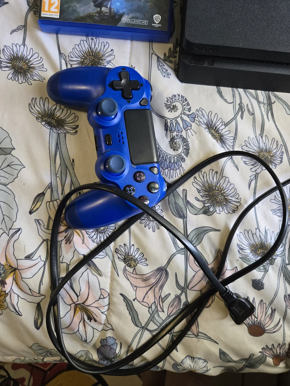 Sony 4 Slim Black Console with Blue DualShock Controller & Hogwarts Game